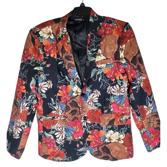 Whispers Of Mortality Floral Gothic Skull Blazer Jacket By Giovanco Goth Punk 40 - Picture 5 of 8